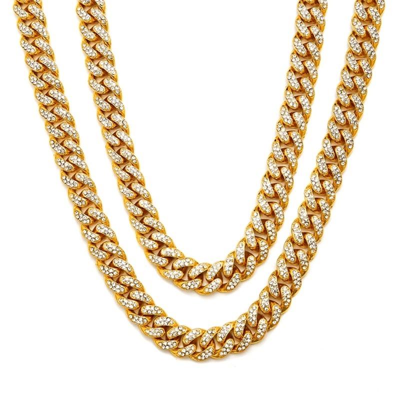 hipsters, cool accessories, men' hip-hop accessories, diamond-studded hiphop large gold necklace, cuban chain