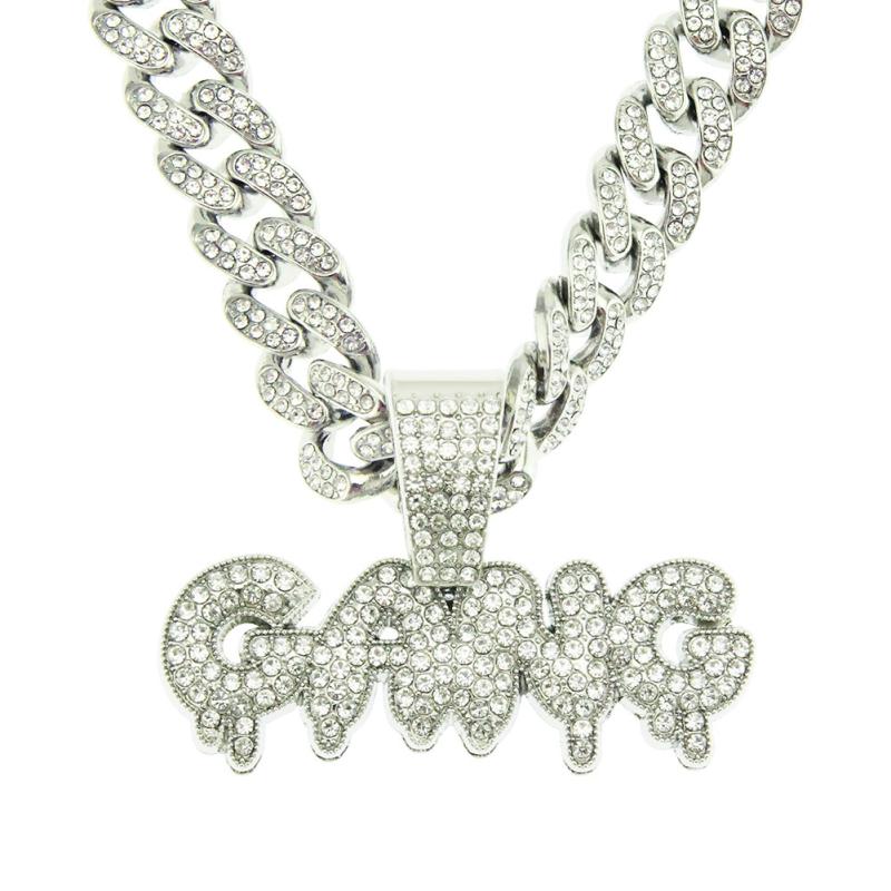 jewelry full diamond letters hip hop superman hip hop nightclub pendant cuban chain necklace