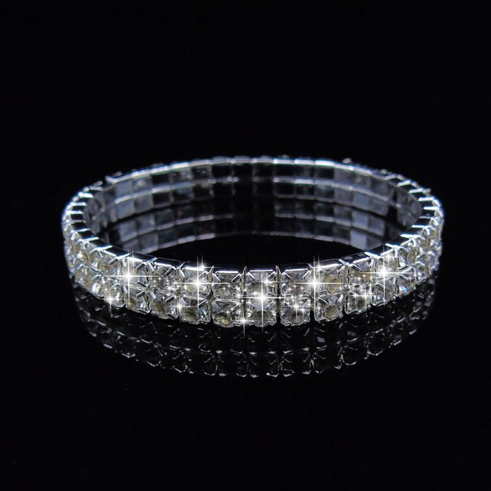 Style Jewelry Full Diamond Single Row Multi-row Stretch Bracelet Bride Wedding Dinner Dress Accessories