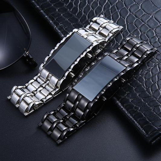 Lava Led Watch Mirror Watch Metal Strap Electronic Watch