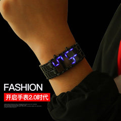 Lava Led Watch Mirror Watch Metal Strap Electronic Watch