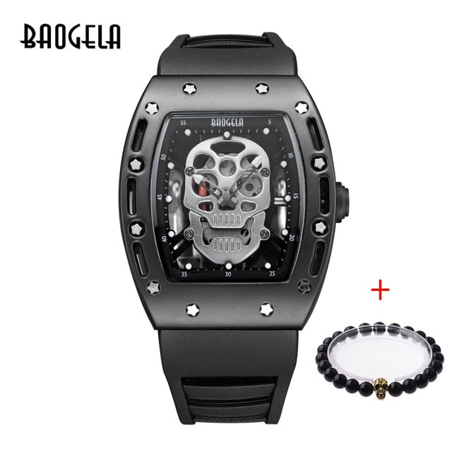 BAOGELA New Skull Men Watches Military Silicone Brand Pirate Hollow Watch Men Luminous Sports Wristwatch Relogio Masculino