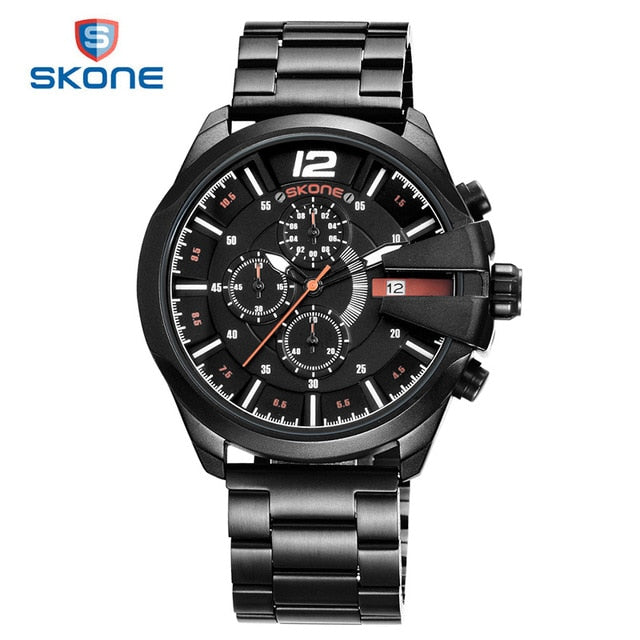 Skone Famous Design Luxury Watches Men Business Brand Quartz Clock Male Chronograph Waterproof Sport Men's Golden Wrist Watch