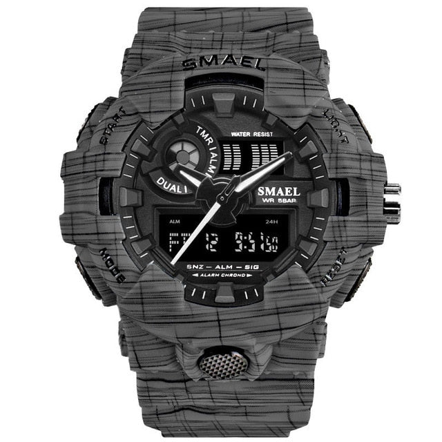New Camouflage Military Watch SMAEL Watch Men Sports Watch LED Quartz Clock Men Sport Wristwatch 8001 Mens Army Watch Waterproof