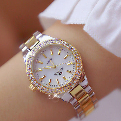 Luxury Brand Lady Crystal Watch Women Dress Watch Diamond Fashion Rose Gold Quartz Watches Female Stainless Steel Wristwatches