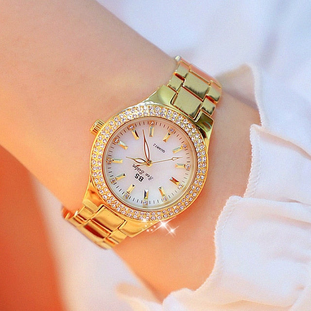 Luxury Brand Lady Crystal Watch Women Dress Watch Diamond Fashion Rose Gold Quartz Watches Female Stainless Steel Wristwatches