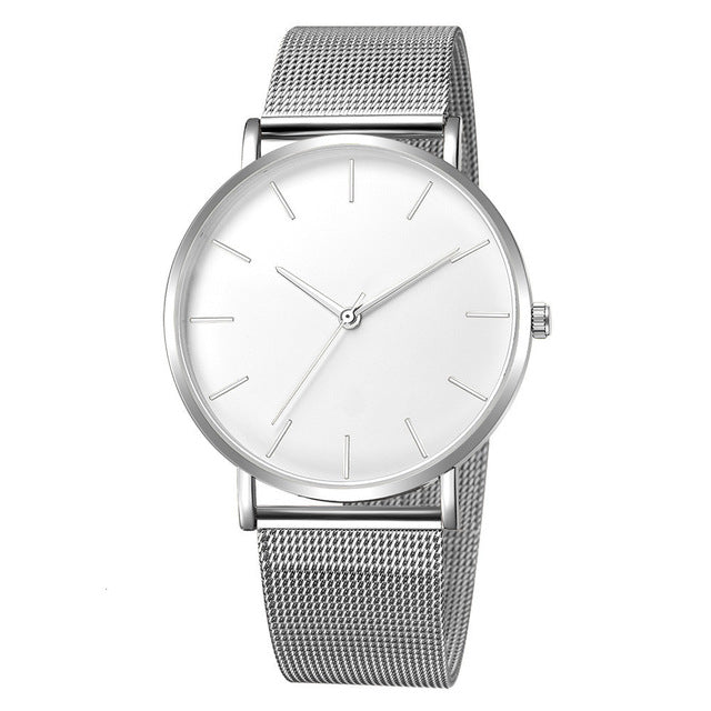 Luxury Watch Men Mesh Ultra-thin Stainless Steel Quartz Wrist Watch Male Clock reloj hombre relogio masculino Free Shipping