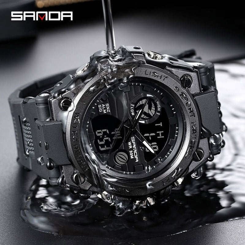 SANDA Sport Wrist Watch Men Watches Military Army Famous Brand Wristwatch Dual Display Male Watch For Men Clock Waterproof Hours