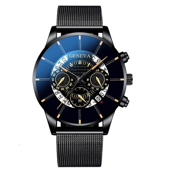 GENEVA Men Watches TOP Brand Luxury Fashion Business Calendar Stainless Steel Quartz Wrist Watch Male Clock relogio masculino