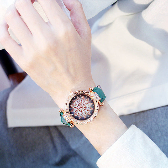 New Women's Watches Bracelet set Starry Sky Ladies Bracelet Watch Casual Leather Quartz Wristwatch Clock Relogio Feminino