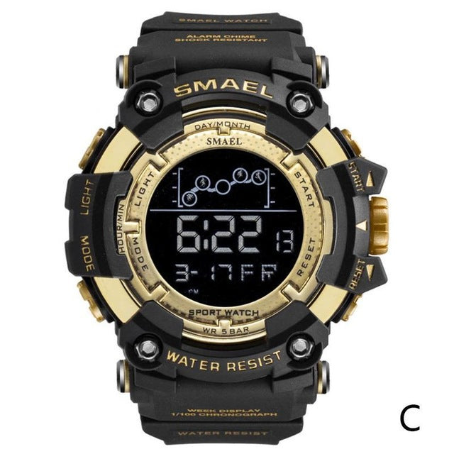 Smael Single Display Multi-function Electronic Sports Waterproof Student Table Calendar Week Night Light Watch Men Watches