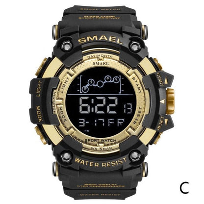 Smael Single Display Multi-function Electronic Sports Waterproof Student Table Calendar Week Night Light Watch Men Watches