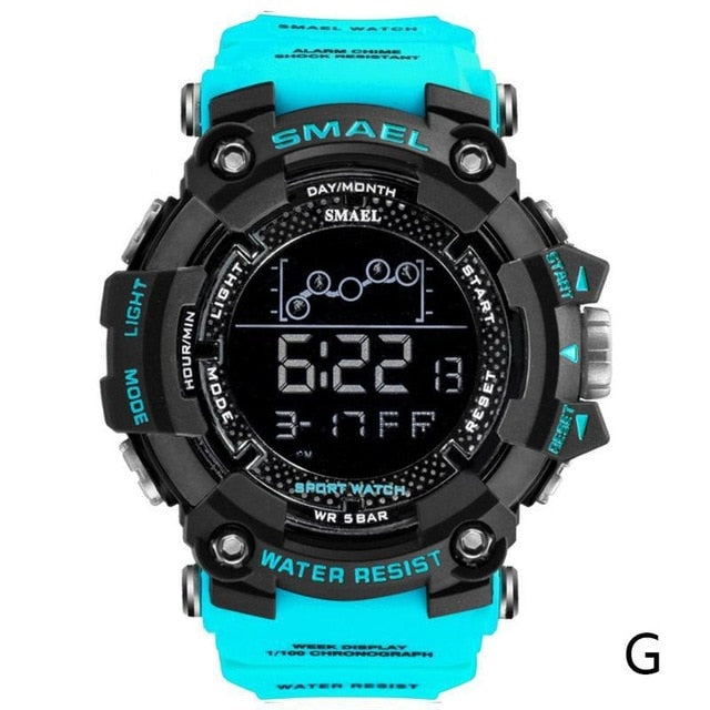 Smael Single Display Multi-function Electronic Sports Waterproof Student Table Calendar Week Night Light Watch Men Watches