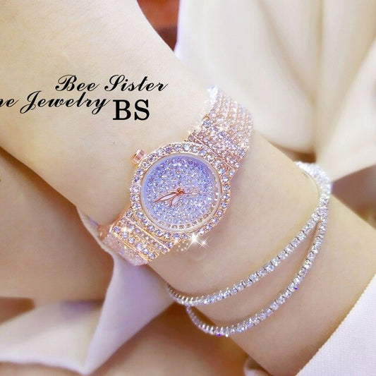 Women Luxury Watch Rose Gold Diamond Dress Watches Ladies Stainless Steel Fashion Female Rhinestone Bling Quartz Watch Gift