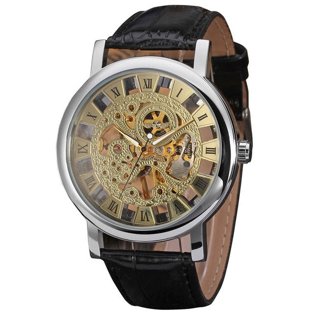 Fashion Brand WINNER Men Mechanical Watch Men Stainless steel Skeleton Hand wind WristwatchRelogio Masculino