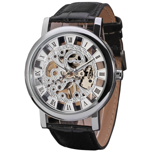 Fashion Brand WINNER Men Mechanical Watch Men Stainless steel Skeleton Hand wind WristwatchRelogio Masculino