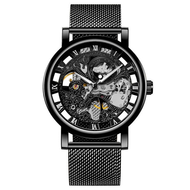 Fashion Brand WINNER Men Mechanical Watch Men Stainless steel Skeleton Hand wind WristwatchRelogio Masculino