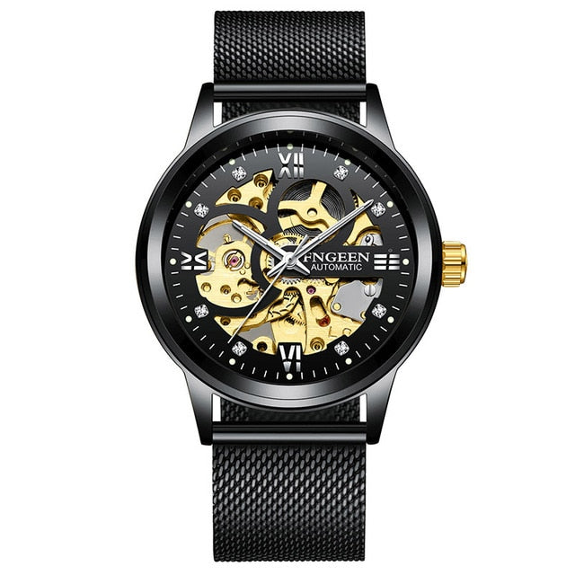 Fashion Brand WINNER Men Mechanical Watch Men Stainless steel Skeleton Hand wind WristwatchRelogio Masculino