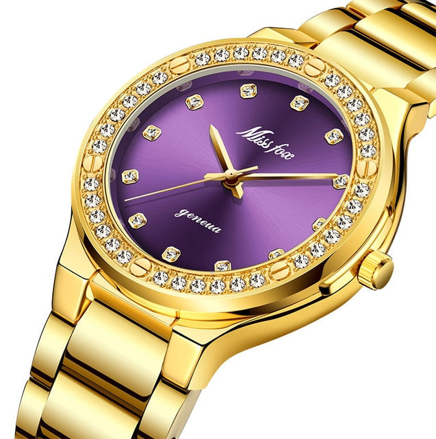 MISSFOX Elegant Woman Watch Luxury Brand Female Wristwatch Japan Movt 30M Waterproof Gold Expensive Analog Geneva Quartz Watch