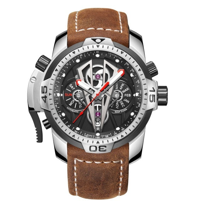 Reef Tiger/RT New Arrival All Black Brand Luxury Waterproof Wrist Watch Stainless Steel Chronograph Relogio Masculino RGA3591