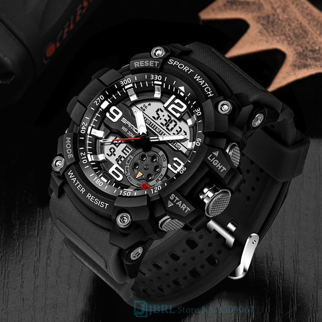 SANDA Sport Wrist Watch Men Watches Military Army Famous Brand Wristwatch Dual Display Male Watch For Men Clock Waterproof Hours
