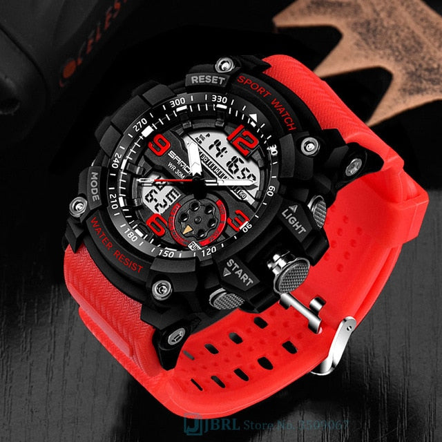 SANDA Sport Wrist Watch Men Watches Military Army Famous Brand Wristwatch Dual Display Male Watch For Men Clock Waterproof Hours
