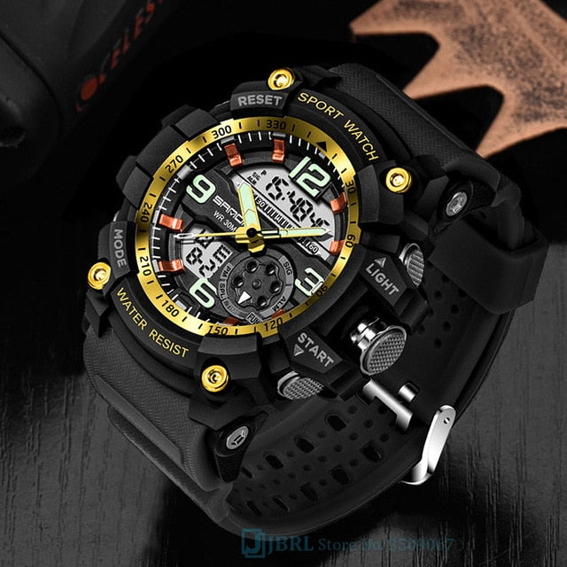 SANDA Sport Wrist Watch Men Watches Military Army Famous Brand Wristwatch Dual Display Male Watch For Men Clock Waterproof Hours