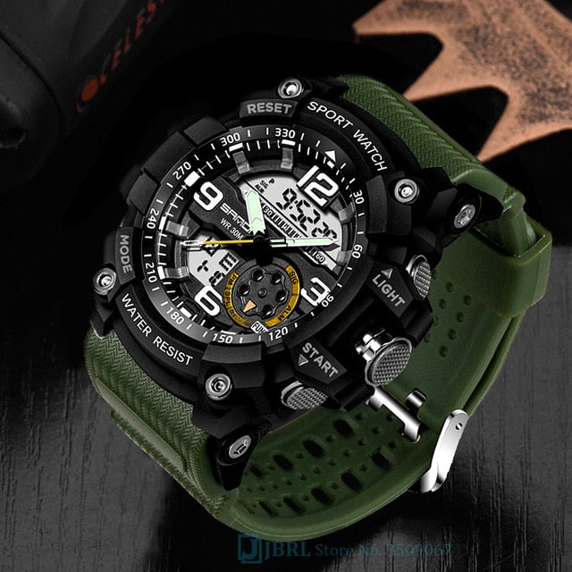 SANDA Sport Wrist Watch Men Watches Military Army Famous Brand Wristwatch Dual Display Male Watch For Men Clock Waterproof Hours