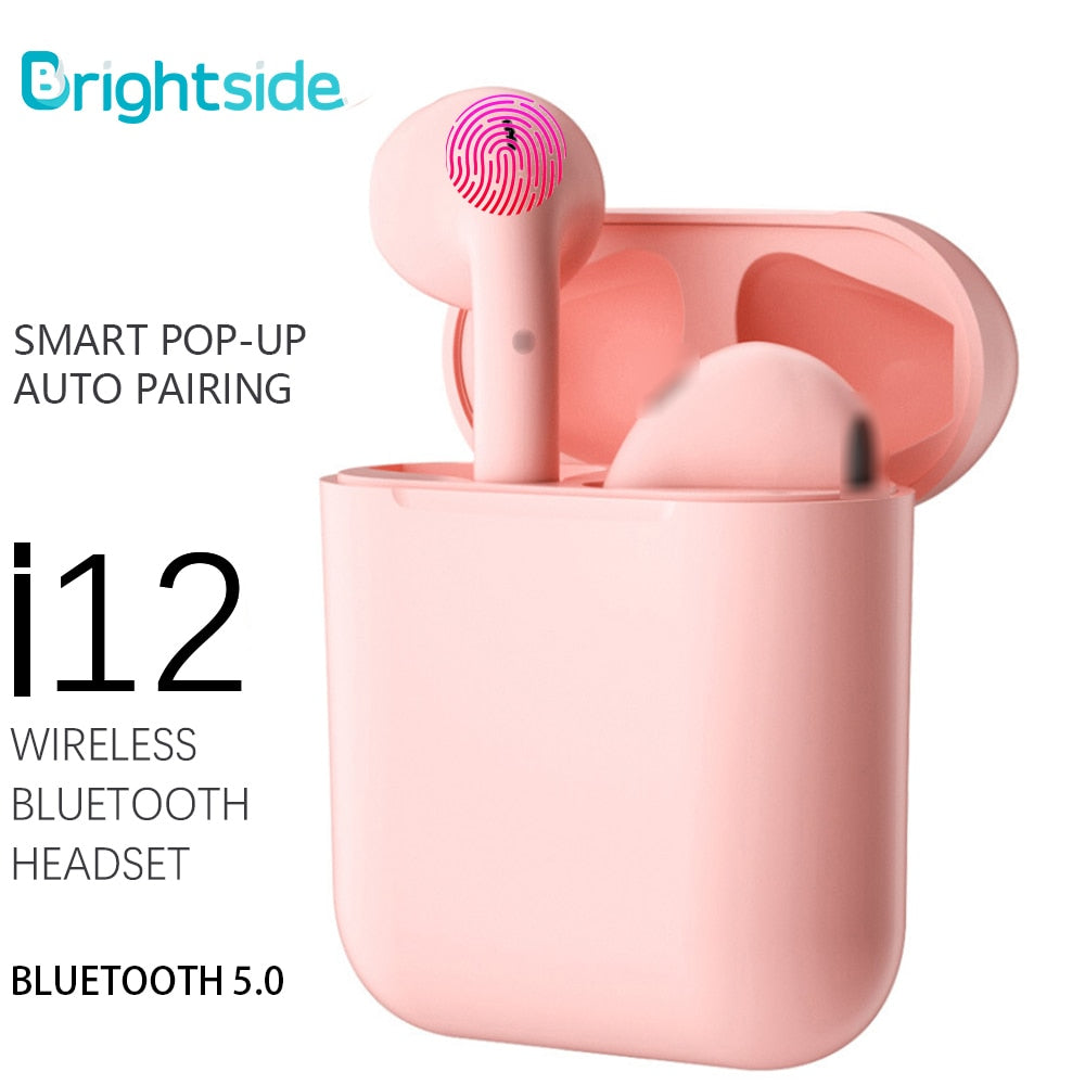 i12 TWS Bluetooth 5.0 Wireless Bluetooth Earphones Mini Earbuds Stereo Headphone for iPhone Huawei I12 Tws Handsfree Headset