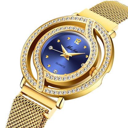 MISSFOX Magnetic Watch Women Luxury Brand Waterproof Diamond Women Watches Hollow Blue Quartz Elegant Gold Ladies Wrist Watch