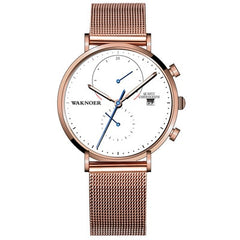 WAKNOER Brand Luxury Watch Men Wristwatch Mesh Band Men's Watches