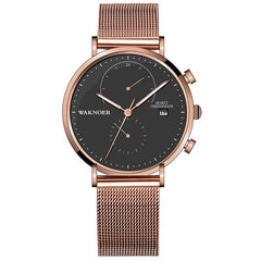 WAKNOER Brand Luxury Watch Men Wristwatch Mesh Band Men's Watches