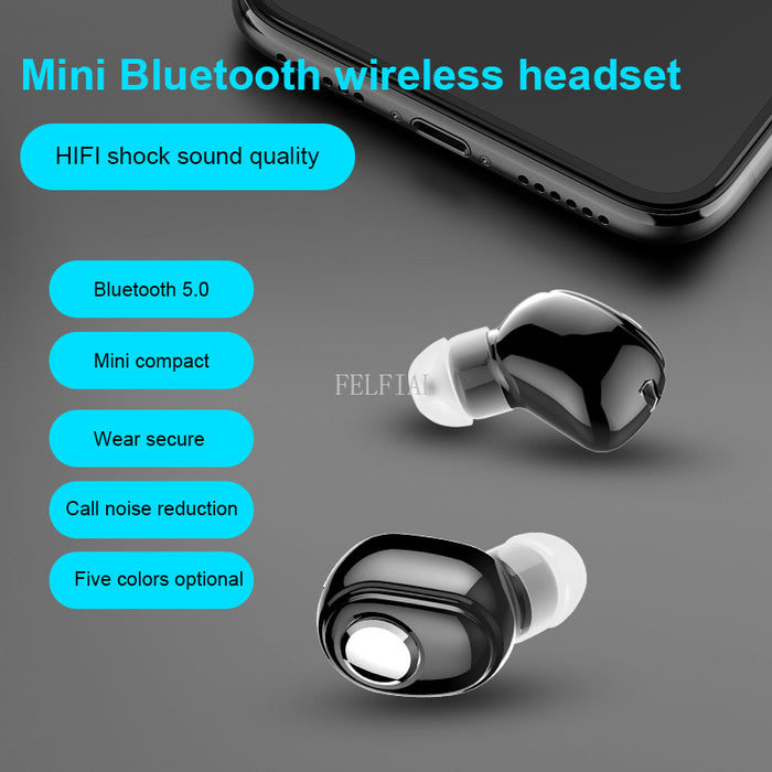 Mini Wireless Bluetooth Earphone V5.0 Stereo in-ear Headset with Mic Sports Running Earbuds Earphones for Android IOS all phone