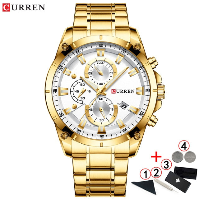 Men Watches Top Brand Luxury Curren Gold Quartz Watch Men 2020 Waterproof Chronograph Golden Male Wristwatch Relogio Masculino