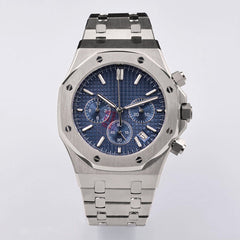 Quartz chronograph watch men royal 42mm oak blue Seiko movt stainless steel case multi functional sapphire crystal wrist clock