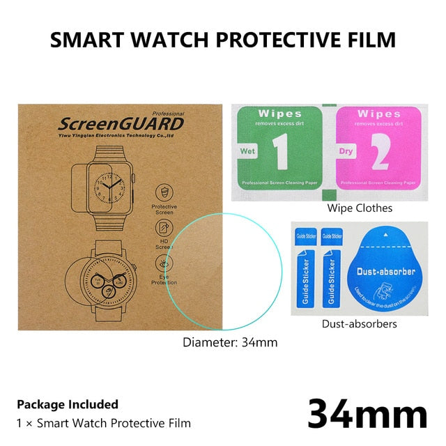 All Size Round Watches Tempered Glass Screen Protective Film Diameter 34 35 36 38 39 40 42 45 46 mm Screen Guard For Smart Watch