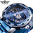 Winner Transparent Diamond Mechanical Watch Blue Stainless Steel Skeleton Watch Top Brand Luxury Business Luminous Male Clock