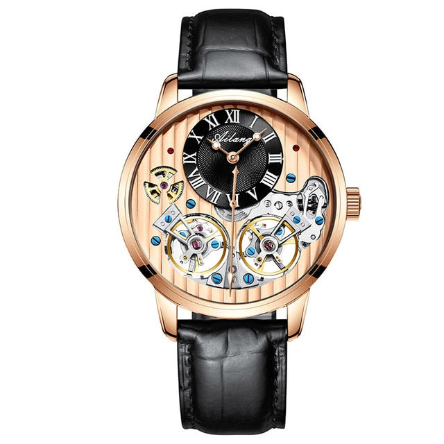 Top luxury brand expensive men's watch automatic mechanical quality watch Roman double tourbillon Swiss watch leather male 2020