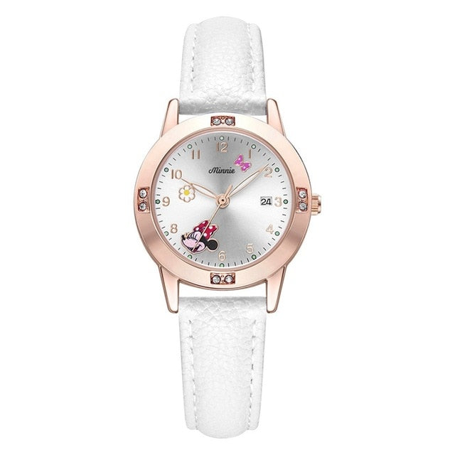 Minnie Mouse Calendar Luxury Bling Crystal Jewelry Cuties Girl Quartz Watches Fashion Ladies Child Watch Student Kids Clock Gift