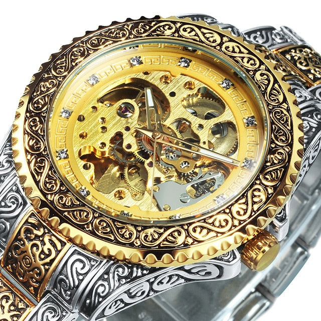 WINNER Mens Watches Top Brand Luxury Hand Engraving Mechanical Man Watches
