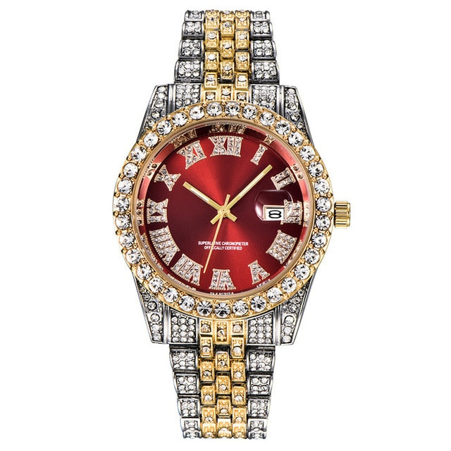 Rhinestone Watch Men Luxury Full Diamond Mens Watches CZ Quartz Men's Watch Waterproof Hip Hop Male Clock Gift Relogio Masculino