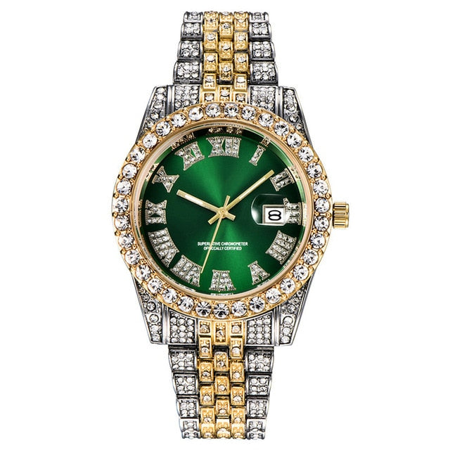 Rhinestone Watch Men Luxury Full Diamond Mens Watches CZ Quartz Men's Watch Waterproof Hip Hop Male Clock Gift Relogio Masculino