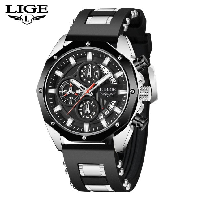NEW Top LIGE Brand Casual Fashion Watches for Man Sport Military Silicagel Wrist Watch Men Watch Chronograph Relojes Hombre