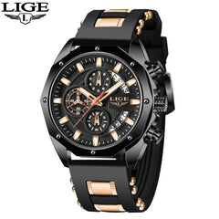 NEW Top LIGE Brand Casual Fashion Watches for Man Sport Military Silicagel Wrist Watch Men Watch Chronograph Relojes Hombre