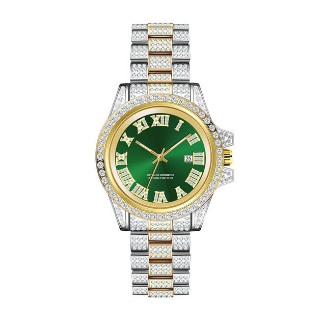 Rhinestone Watch Men Luxury Full Diamond Mens Watches CZ Quartz Men's Watch Waterproof Hip Hop Male Clock Gift Relogio Masculino