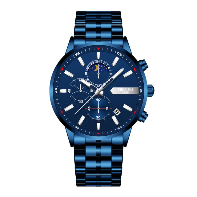 NIBOSI 2021 New Men Watch Business Waterproof Blue Fashion Man Quartz Watches Chronograph Relogios Casual relojes para hombre