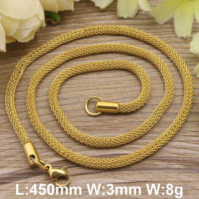 Hot new stainless steel jewelry gold color and silver color trendy Necklace for women and men  NFHGCWGP