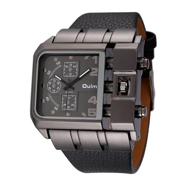 Oulm 3364 Casual Wristwatch Square Dial Wide Strap Men's Quartz Watch Luxury Brand Male Clock Super Big Men Watches montre homme