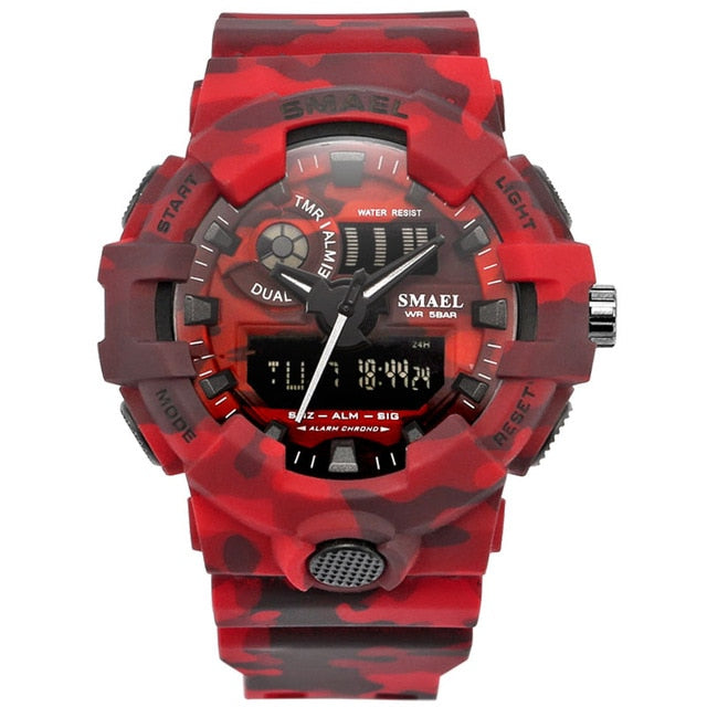 New Camouflage Military Watch SMAEL Watch Men Sports Watch LED Quartz Clock Men Sport Wristwatch 8001 Mens Army Watch Waterproof