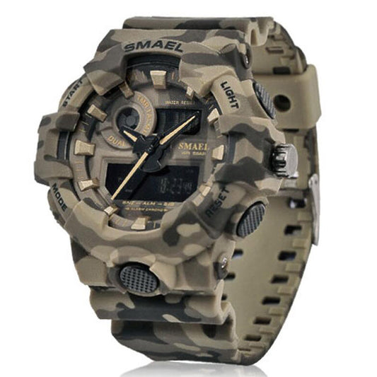 New Camouflage Military Watch SMAEL Watch Men Sports Watch LED Quartz Clock Men Sport Wristwatch 8001 Mens Army Watch Waterproof